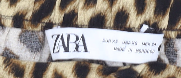 Zara Women's XS Multicoloured Animal Print Trousers