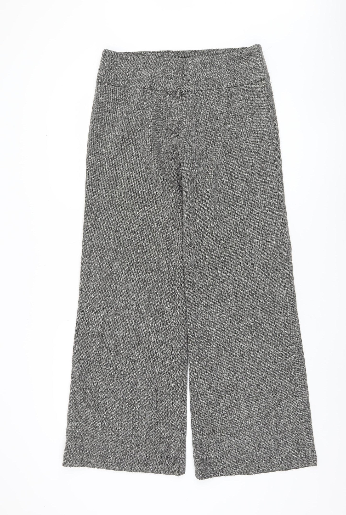 KOOKAI Women's Grey Wide-Leg Wool Trousers Size 10