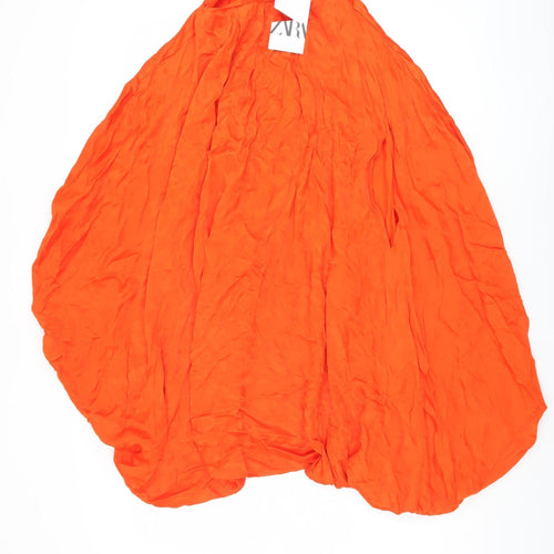 Zara Women's Orange XS Solid Viscose Top