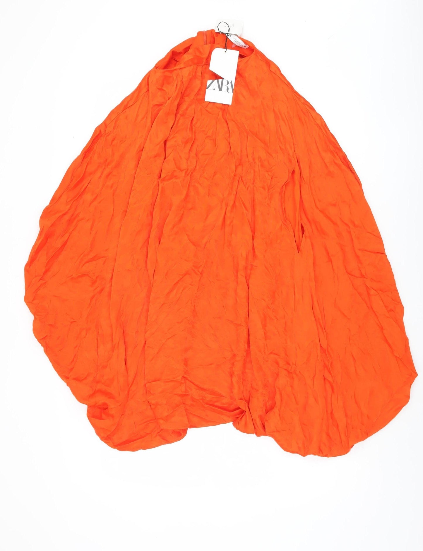 Zara Women's Orange XS Solid Viscose Top
