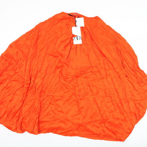Zara Women's Orange XS Solid Viscose Top