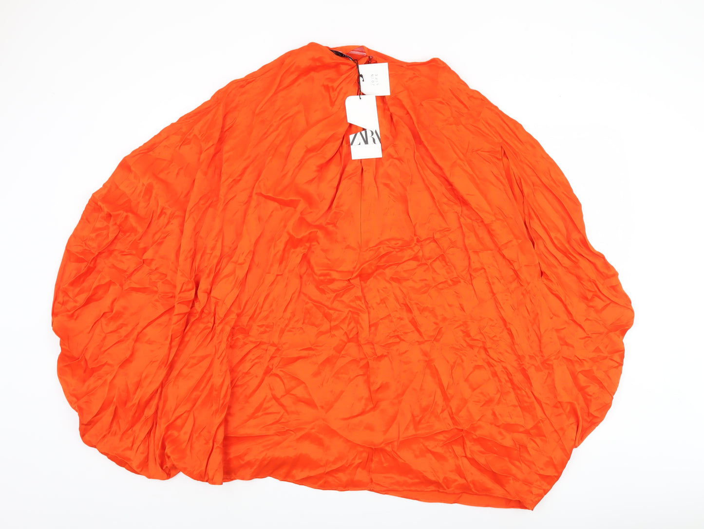 Zara Women's Orange XS Solid Viscose Top