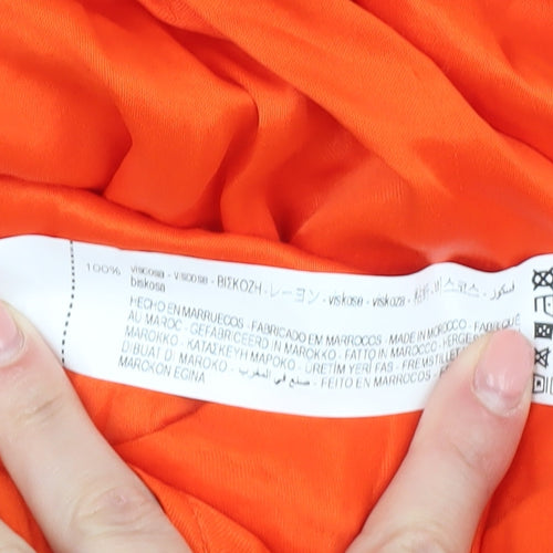 Zara Women's Orange XS Solid Viscose Top