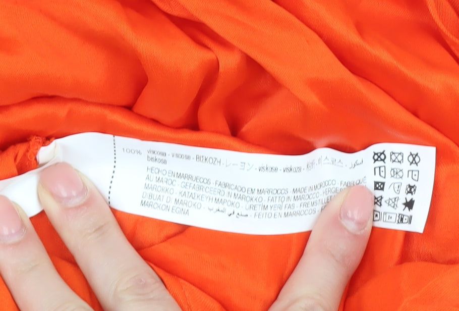 Zara Women's Orange XS Solid Viscose Top