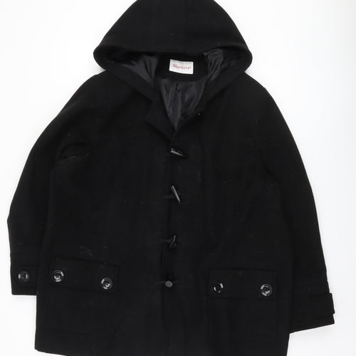Marisota Women's Black Duffle Coat Size 24 Plus Hooded
