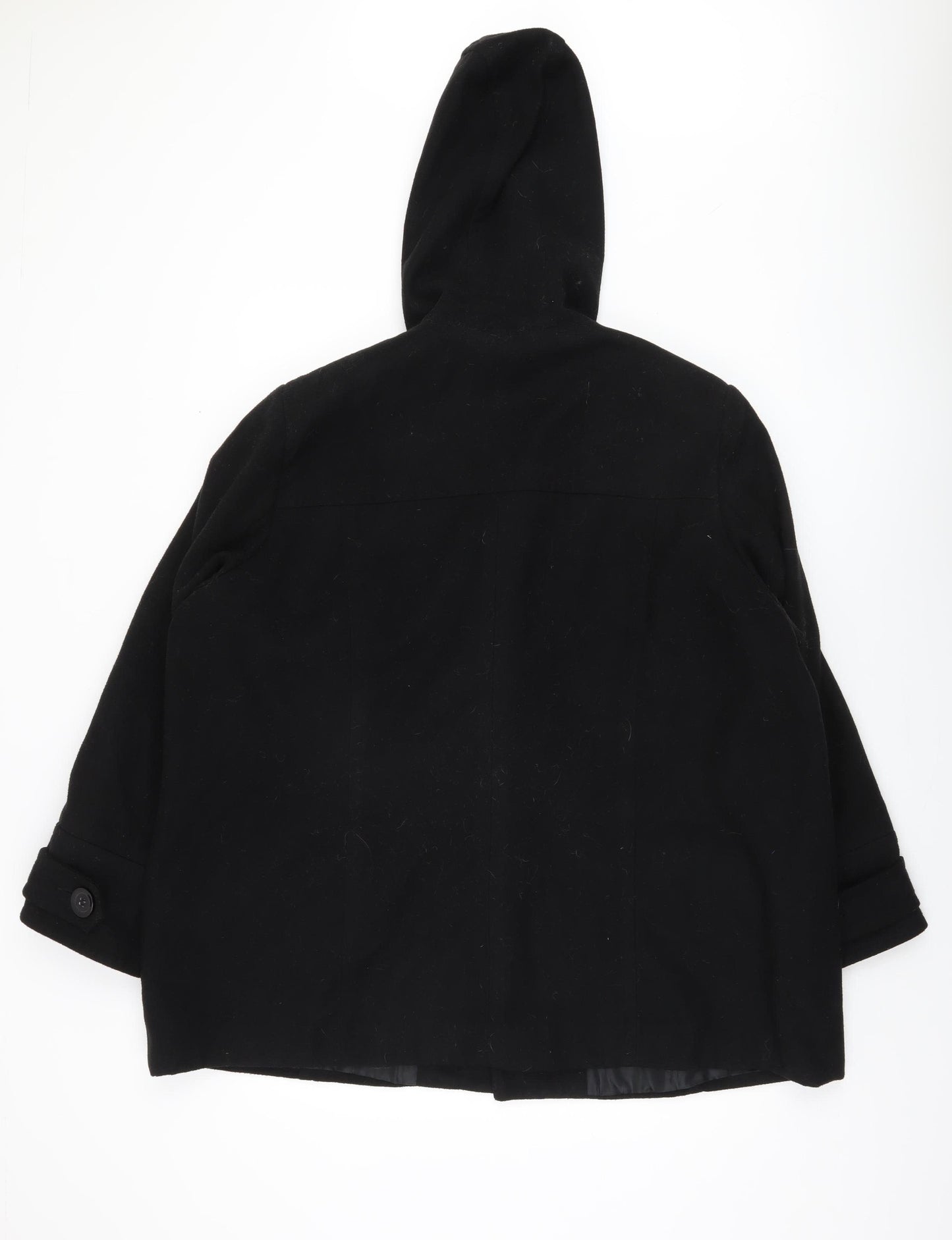 Marisota Women's Black Duffle Coat Size 24 Plus Hooded