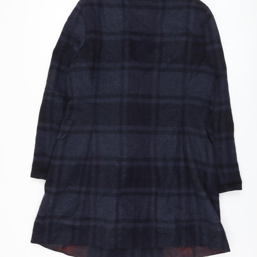 Barbour Women's Blue Check Wool Tartan Overcoat Size 14