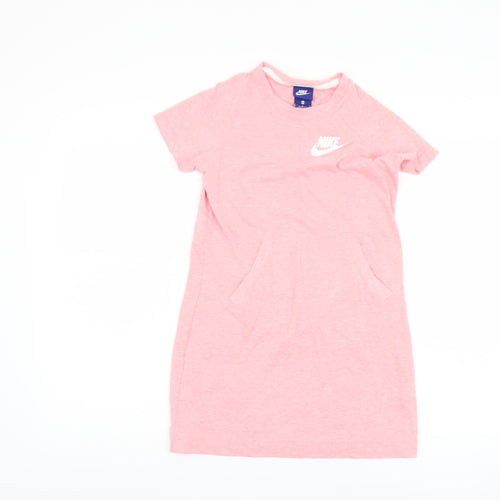 Nike Girls Pink T-Shirt Dress, Size 10-12 Years, Casual Style