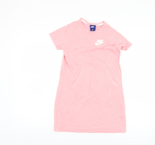 Nike Girls Pink T-Shirt Dress, Size 10-12 Years, Casual Style