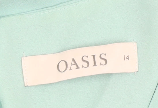 Oasis Women's Green Short Sleeve Top UK 14