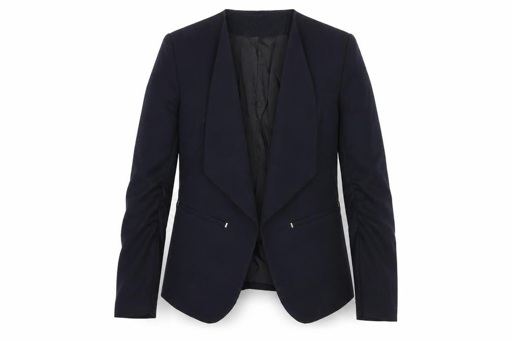 Front view of H&M Women's Black Blazer, size 8, Regular Fit