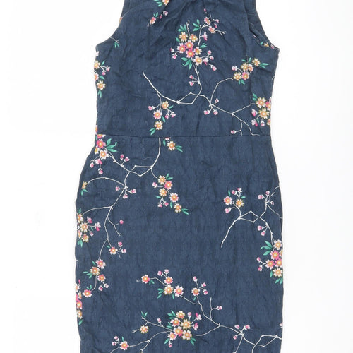 Closet London Women's Blue Floral Sheath Dress UK 10
