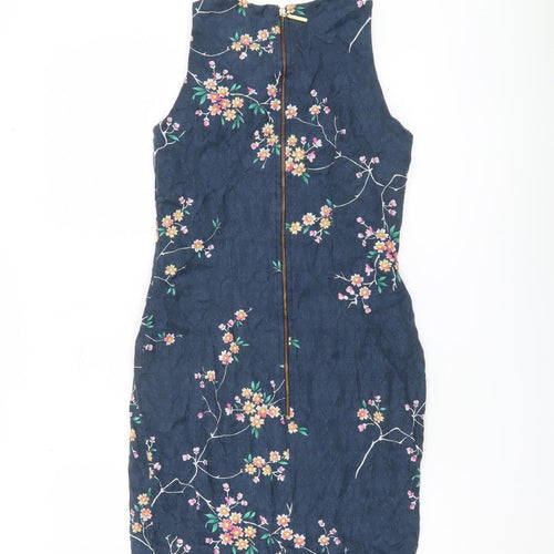 Closet London Women's Blue Floral Sheath Dress UK 10