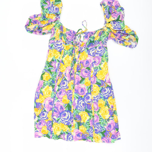 Zara Women's Multicoloured Floral A-Line Dress S