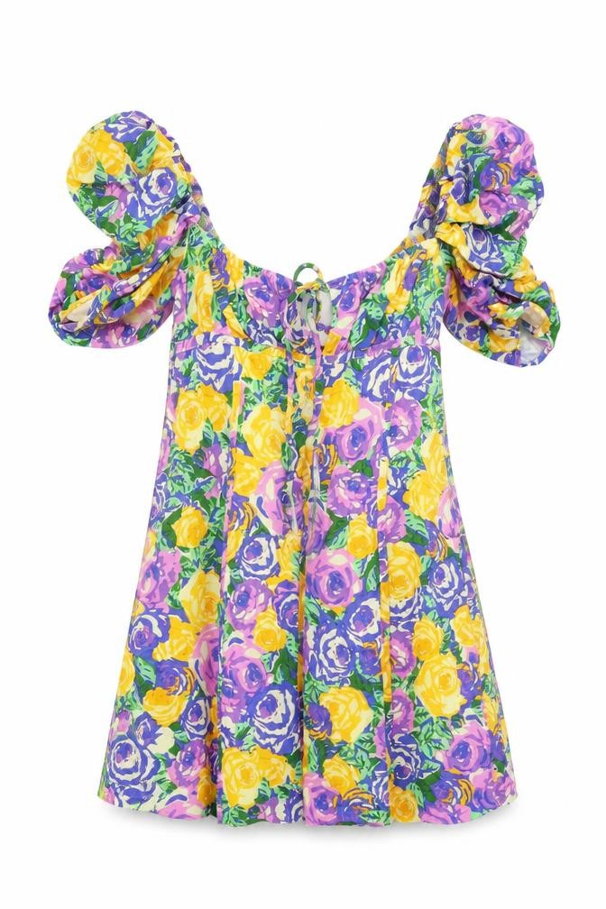 Front view of Zara Women's Multicoloured Floral A-Line Dress S