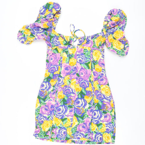 Zara Women's Multicoloured Floral A-Line Dress S