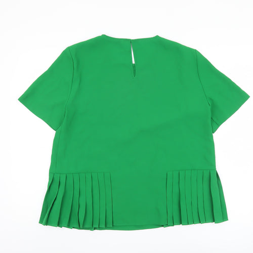 Zara Women's Green Pleated Blouse Size L, Casual Spring