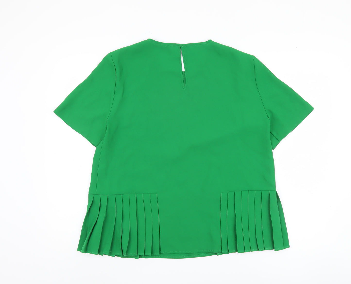Zara Women's Green Pleated Blouse Size L, Casual Spring