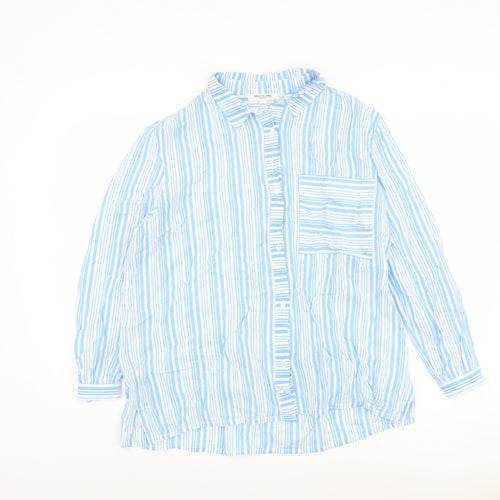 Great Plains Women's Blue Striped Button-Up Shirt Size 10