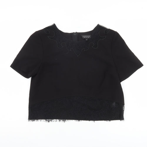 Topshop Women's Black Lace Accent Crop Top UK Size 10