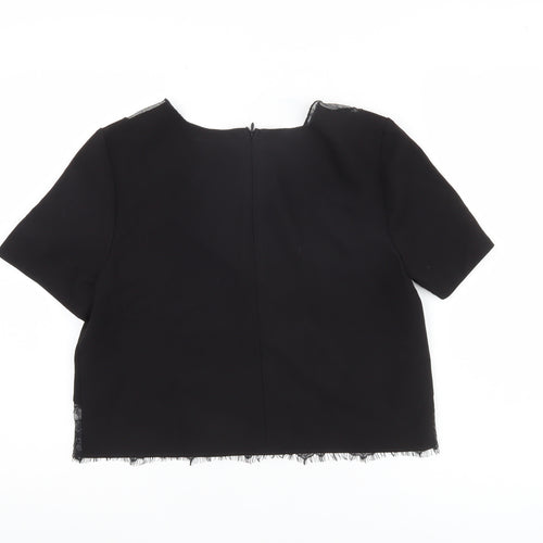 Topshop Women's Black Lace Accent Crop Top UK Size 10