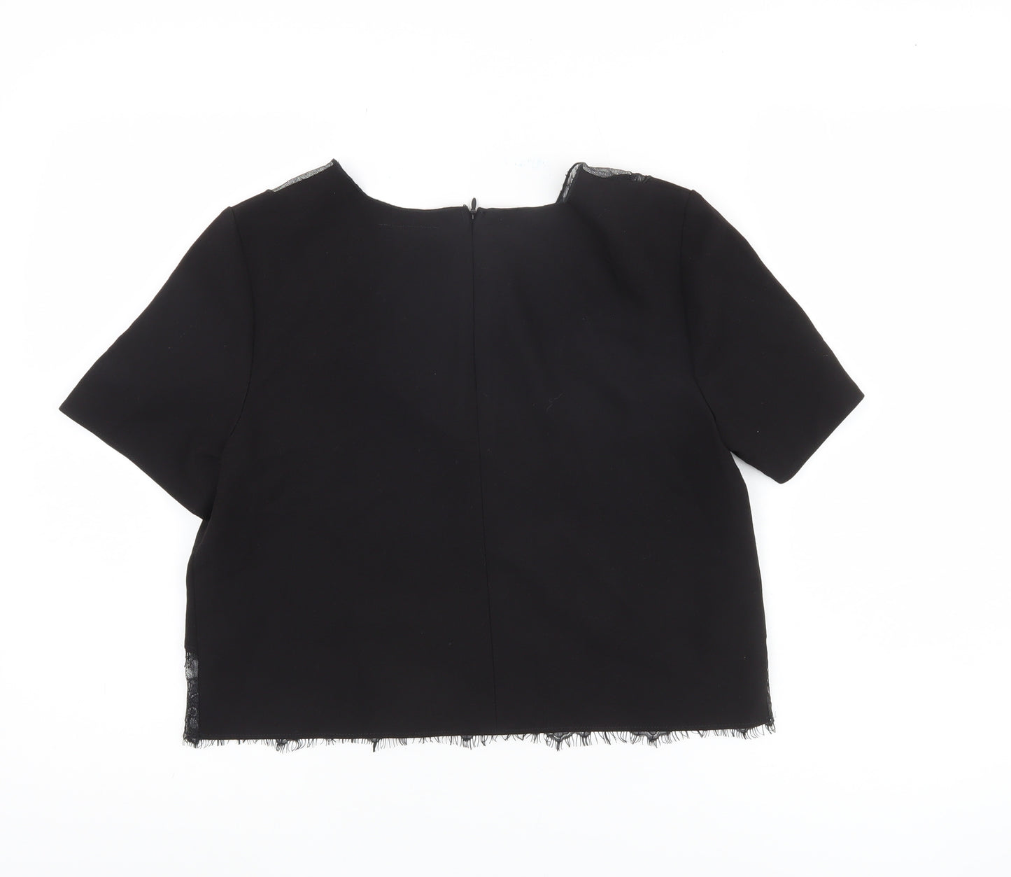Topshop Women's Black Lace Accent Crop Top UK Size 10