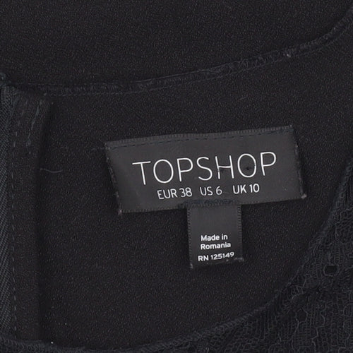Topshop Women's Black Lace Accent Crop Top UK Size 10