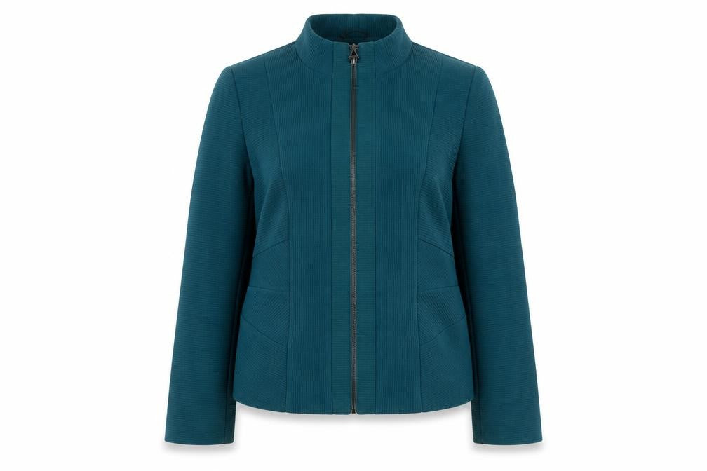 Front view of Marks & Spencer Women's Green Zip Jacket, size 14
