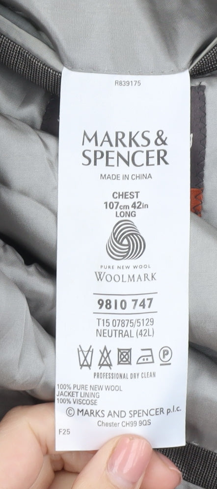 Marks and Spencer Men's Grey Wool Blazer, 42L