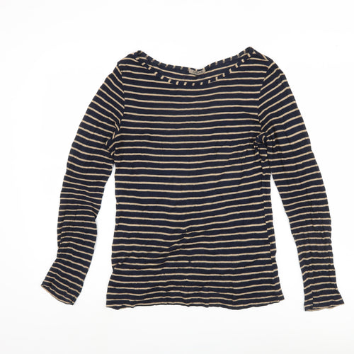 Jigsaw Women's Beige Black Striped Long Sleeve Top M