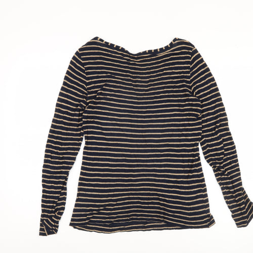 Jigsaw Women's Beige Black Striped Long Sleeve Top M