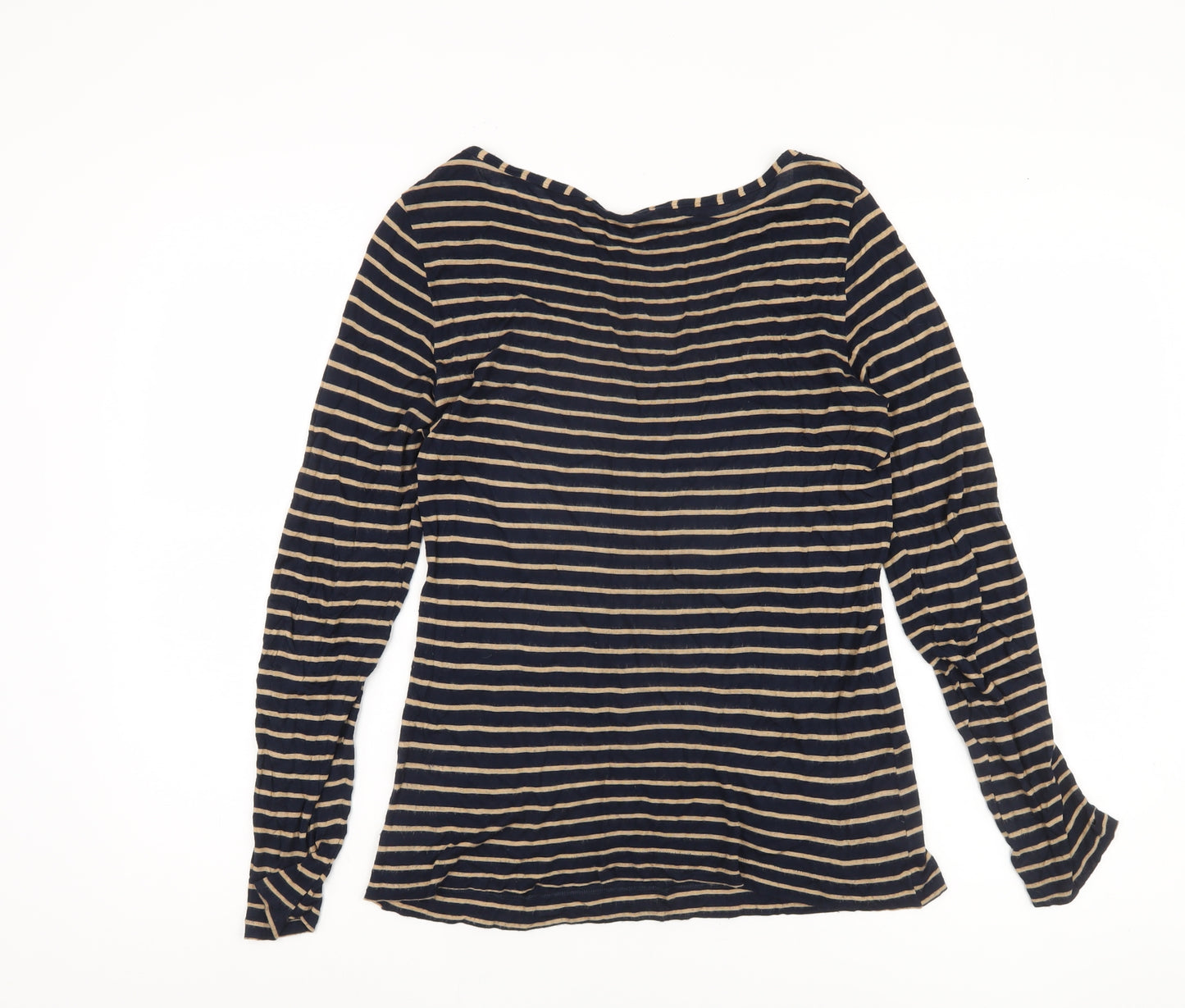 Jigsaw Women's Beige Black Striped Long Sleeve Top M