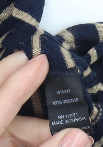 Jigsaw Women's Beige Black Striped Long Sleeve Top M