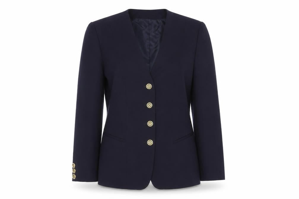 Front view of Bianca Women's Black Blazer, size 12, Five-Button Classic Fit