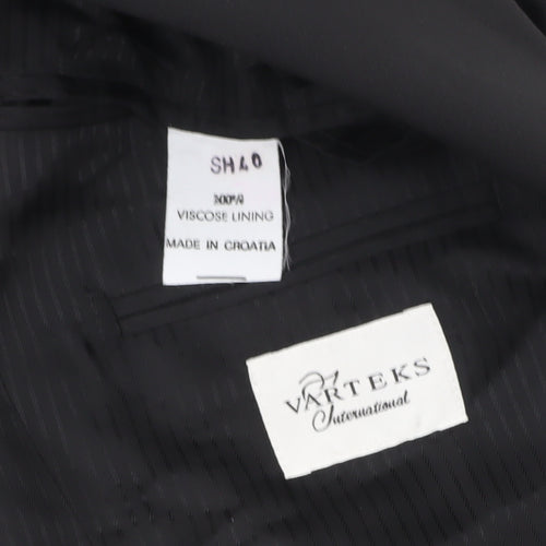 Varteks Men's Black Blazer, Size 40, Single-Breasted