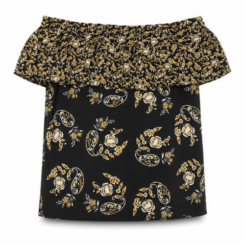 Dorothy Perkins Women Black Floral Off Shoulder Top