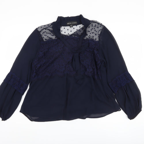 Mela London Women's Blue Polka Dot Blouse