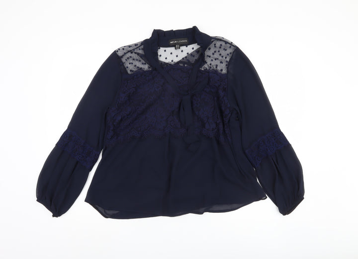 Mela London Women's Blue Polka Dot Blouse
