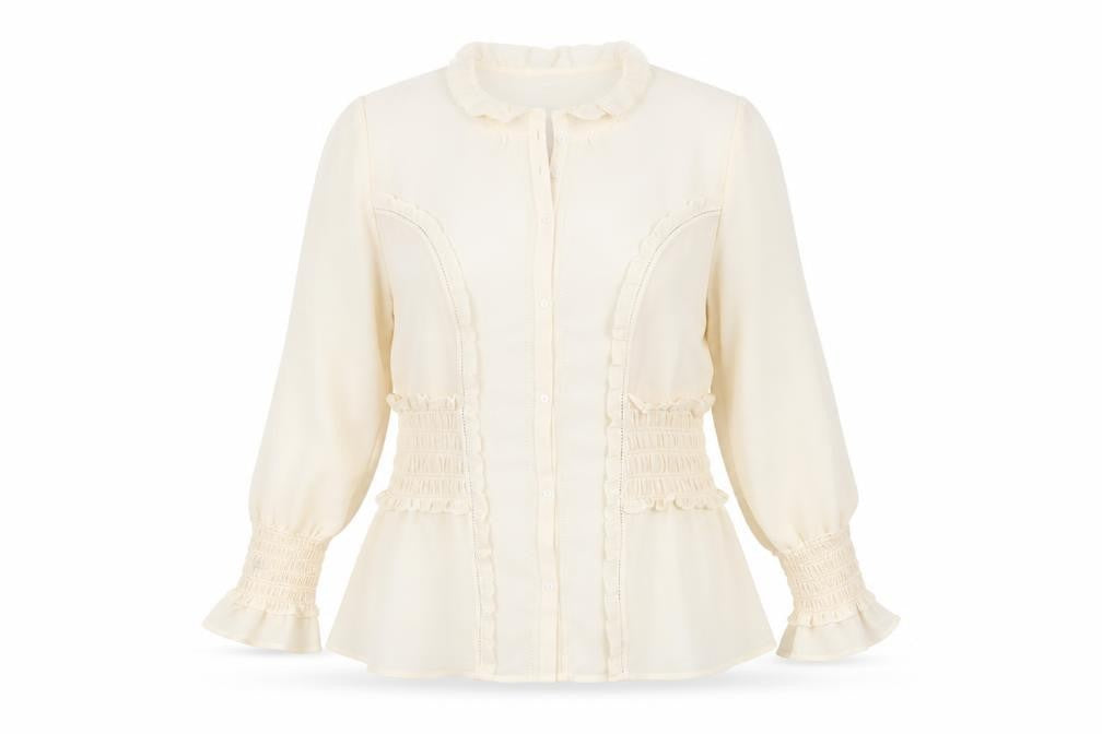 Aastha Women Ivory XL Blouse with Stretch Accents