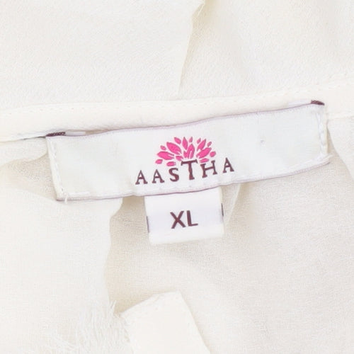 Aastha Women Ivory XL Blouse with Stretch Accents