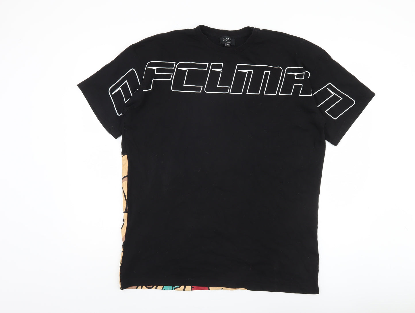 boohooMAN Men's Black S Graphic T-Shirt, Short Sleeve