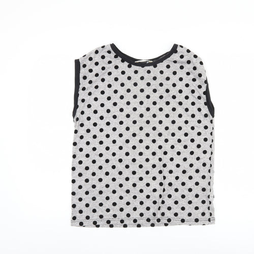 Miss Selfridge Women's Grey Polka Dot Sleeveless Top