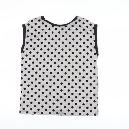 Miss Selfridge Women's Grey Polka Dot Sleeveless Top