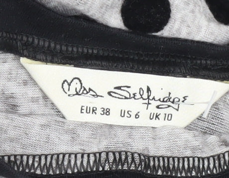 Miss Selfridge Women's Grey Polka Dot Sleeveless Top