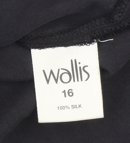 Wallis Women's Black Silk Sleeveless Blouse Size 16