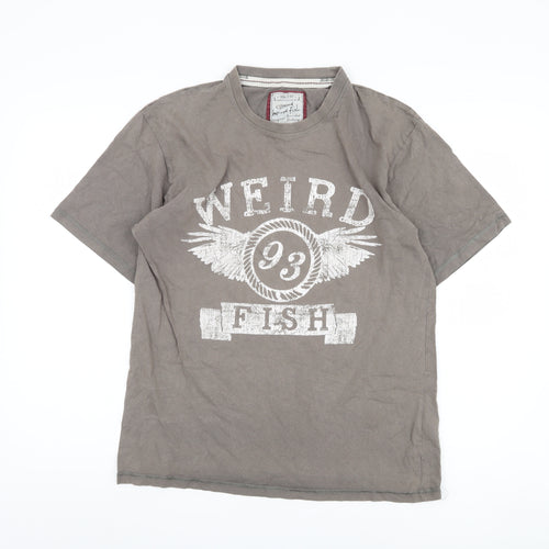 Weird Fish Men's Brown Graphic Print T-Shirt, Size S
