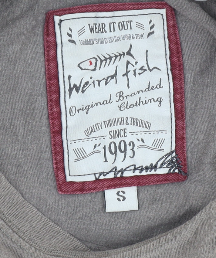 Weird Fish Men's Brown Graphic Print T-Shirt, Size S