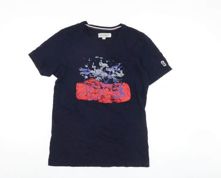 P.G. Field Men's Blue Graphic Print T-Shirt, Small