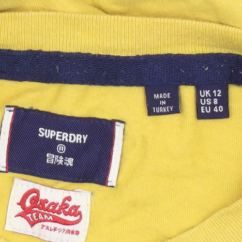 Superdry Unisex Adult Yellow Crew Neck T-Shirt Size 12