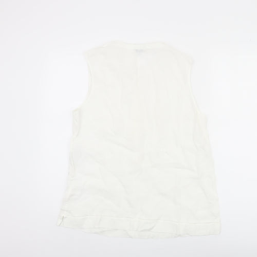 Jigsaw Women's White Linen Sleeveless Blouse Size 14